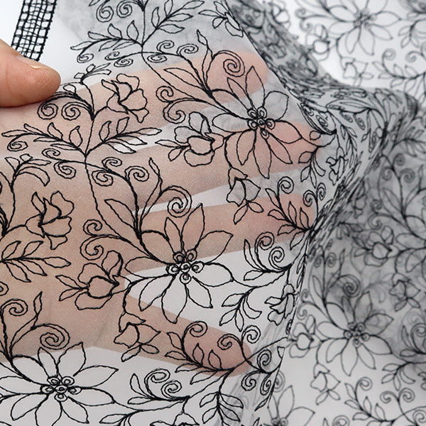 【数量5から】 生地 『オーガンジーAOレース 黒 E95121-7』