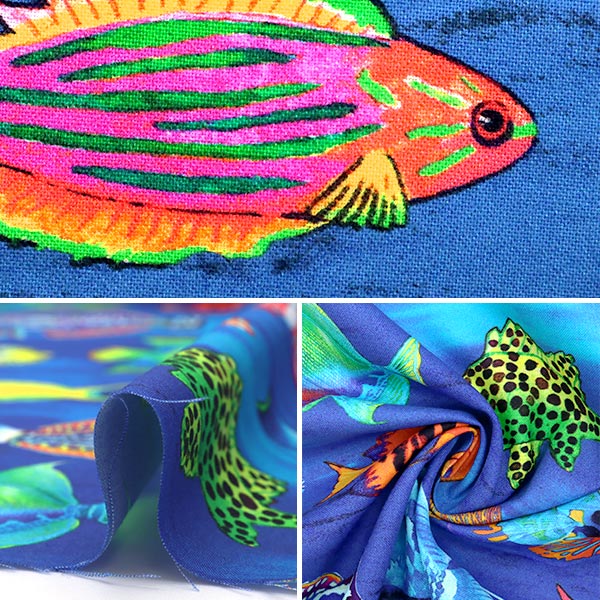 【数量5から】 生地 『インクジェットプリント アクアリウム 19904-60』 USAコットン
