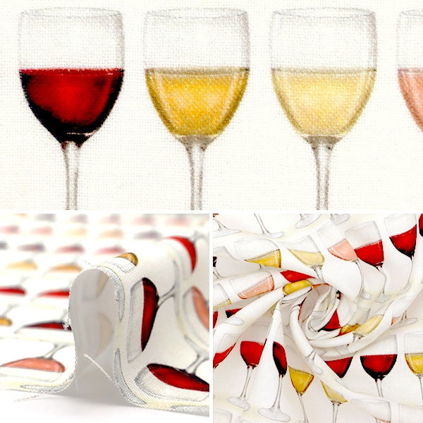 【数量5から】 生地 『インクジェットプリント ワイングラス 19804-2800』 USAコットン