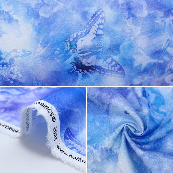 【数量5から】 生地 『インクジェットプリント ユリと蝶々 T4902-352』