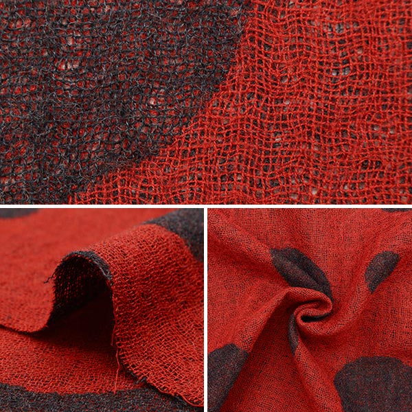 【数量5から】 生地 『ウールJQ水玉 34732-5 ダークグレー×レッド』