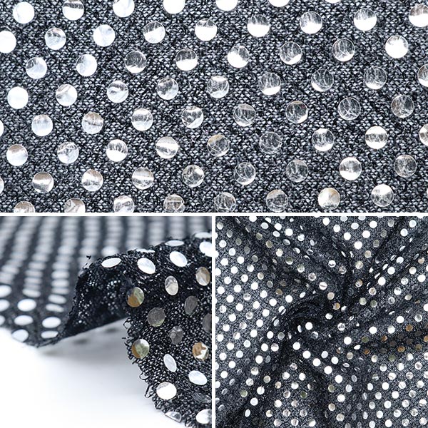 【数量5から】 生地 『ハピネス 黒×銀 160311-12』