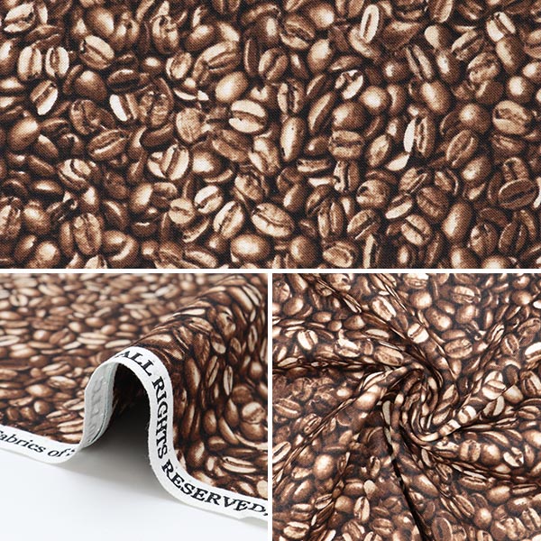 【数量5から】 生地 『USAコットン バック・トゥ・ザ・グラインド コーヒー豆柄 COFFEE-C8958』