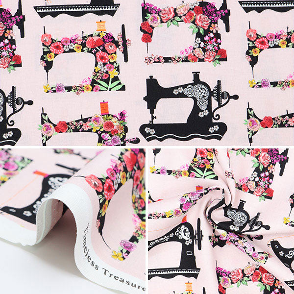 【数量5から】 生地 『USAコットン ソー・フローラル ミシン柄 GAIL-C8803』