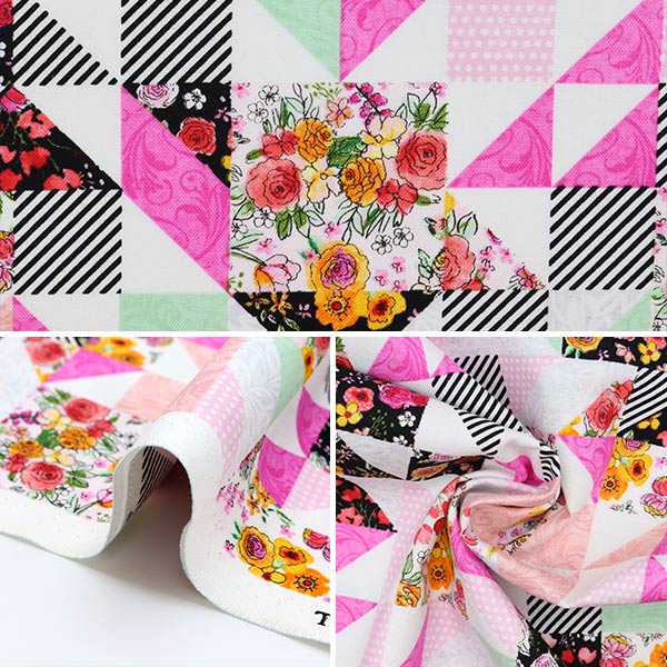 【数量5から】 生地 『USAコットン ソー・フローラル パッチワーク柄 GAIL-C8935』