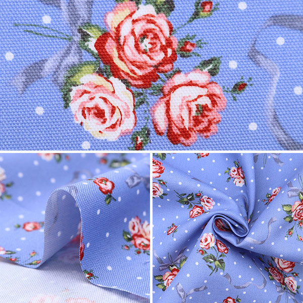 【数量5から】 生地 『オックス クラシカルモダン フラワーブーケ ブルー CMOF-54BL』