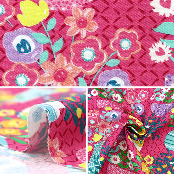 【数量5から】 生地 『USAコットン フラワー・センターピース フューシャ DCX9949-FUSCH』