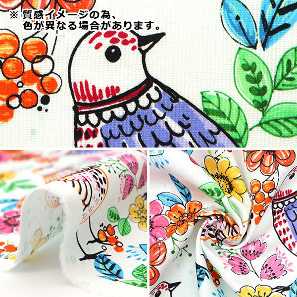 【数量5から】 生地 『USAコットン フォーク・アート・バーズ CX10020-PINK』