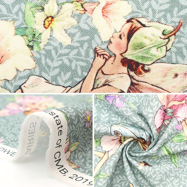 【数量5から】 生地 『USAコットン ダンシング・フラワー・フェアリーズ DDC9272-GRAYD』