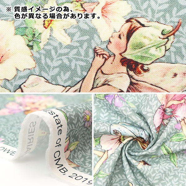 【数量5から】 生地 『USAコットン ダンシング・フラワー・フェアリーズ DDC9272-GREED』