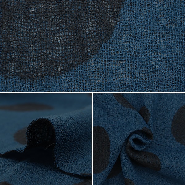 【数量5から】 生地 『ウールJQ水玉 34732-7 ネイビー×ブルー』