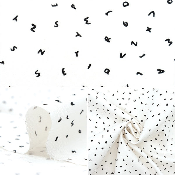 【数量5から】 生地 『USAコットン レターズ WG1981-WHITE』