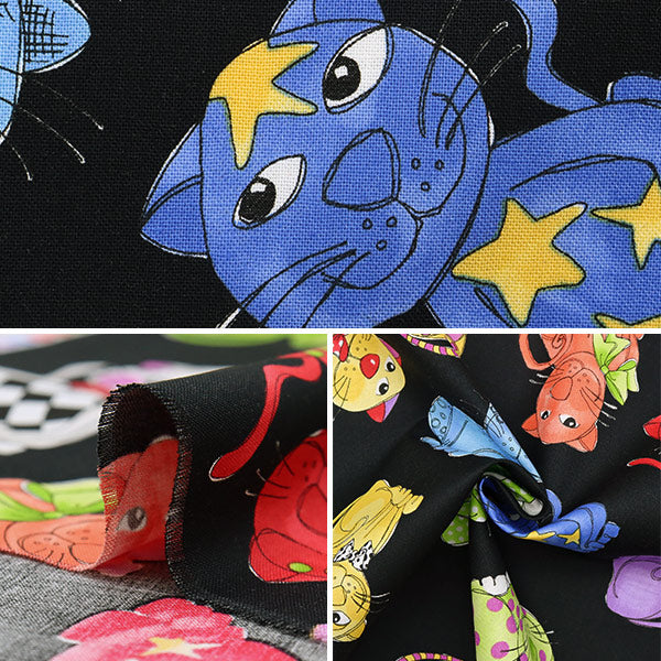 【数量5から】 生地 『USAコットン LORALIE DESIGNS ハッピー・キャッツ 692-427』