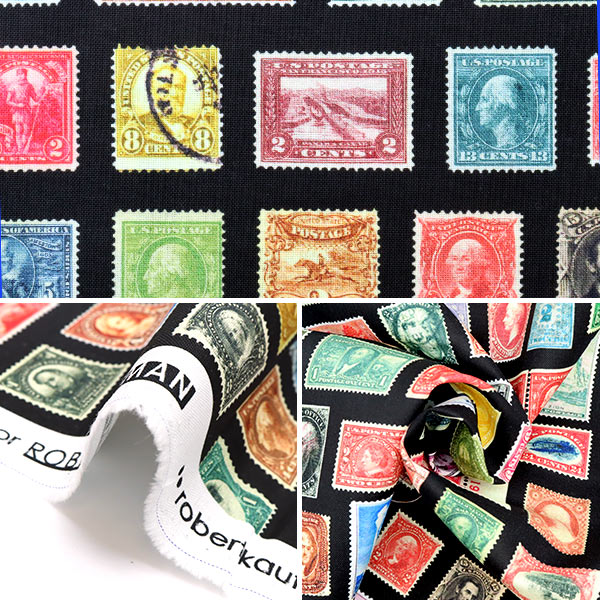 【数量5から】 生地 『USAコットン ライブラリー・オブ・レアリティーズ(切手柄) 20958-2』