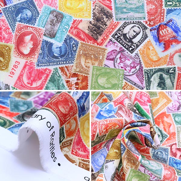 【数量5から】 生地 『USAコットン ライブラリー・オブ・レアリティーズ(切手柄) 20959-199』