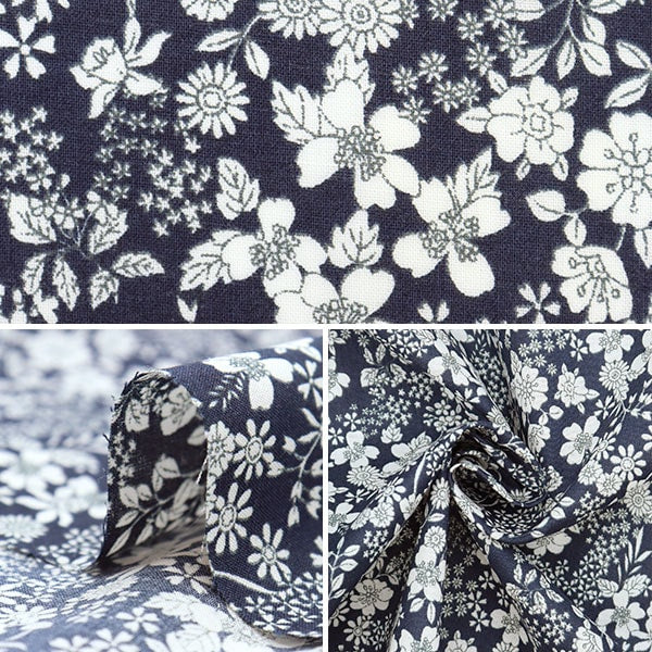 【数量5から】 生地 『60ローン FlownnyII レトロ小花 ブルー NFA-1010-15A』 KOKKA コッカ