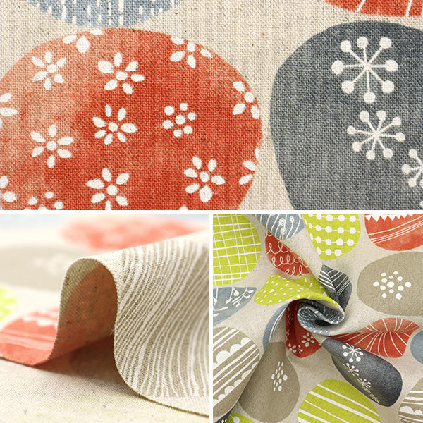 【数量5から】 生地 『綿麻キャンバス サークル きなりベース SK-5400-1A』