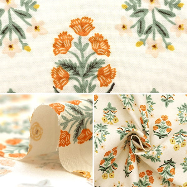 【数量5から】 生地 『USAコットン ムガルローズ レッド RP704-RE1』