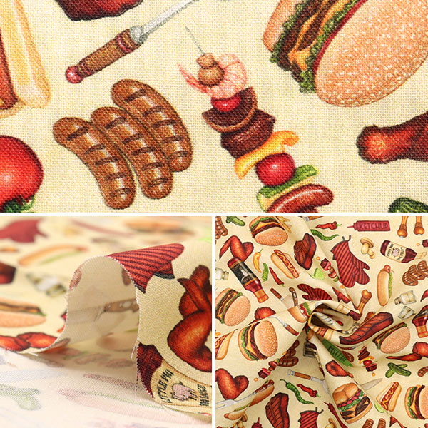 【数量5から】 生地 『USAコットン バーベキュー 28516-E』