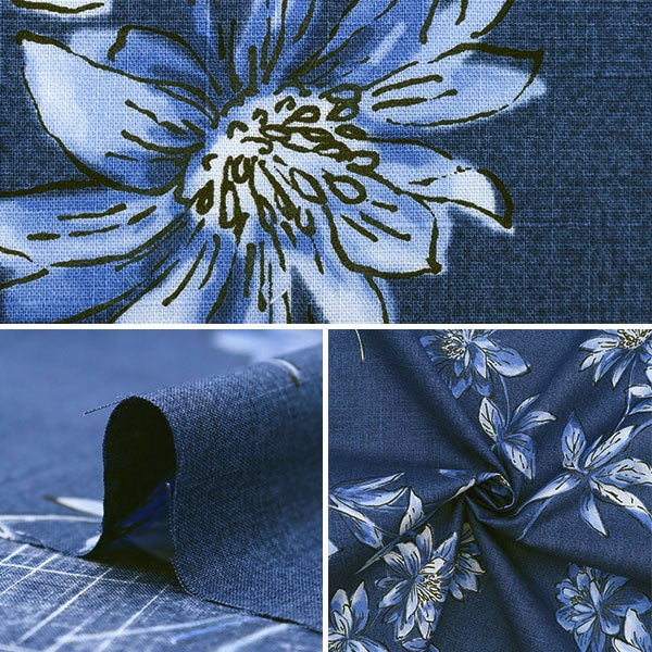 【数量5から】 生地 『エミココレクション スラブクロス Indigo (インディゴ) ネイビー SEC2403-NV』