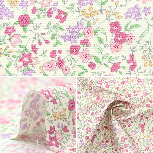 【数量5から】 生地 『ブロード リトルフラワーガーデン ピンク SHULIFL-A』