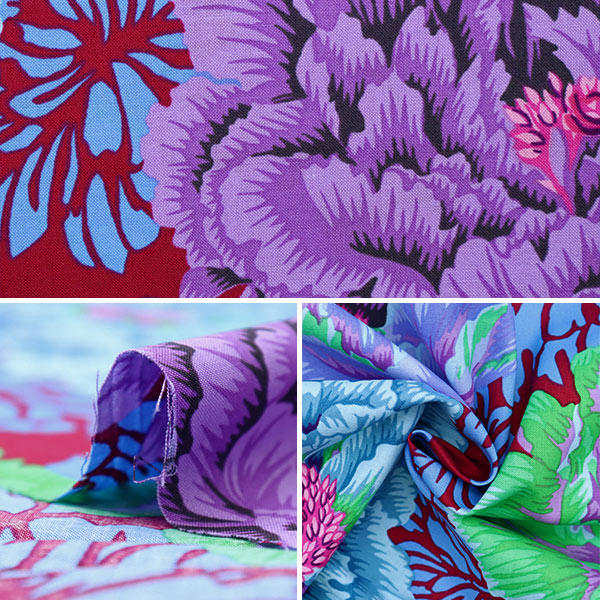 【数量5から】 生地 『USAコットン Kaffe Fassett ブロケード・ピオニー PJ062-COOL』