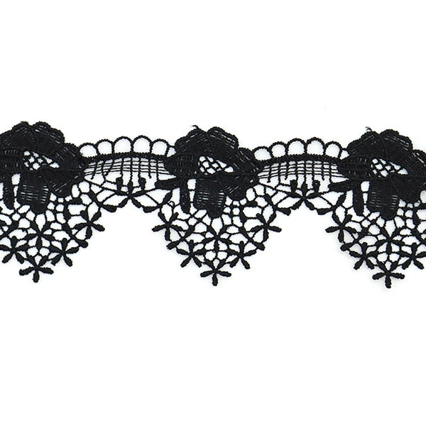 【数量5から】 レースリボンテープ 『レース 黒 約5cm幅 ISY-6-21-198』