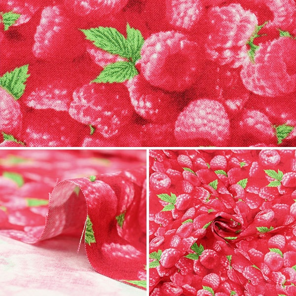 【数量5から】 生地 『USAコットン ベリー・グッド ラズベリー柄 154-RASPBERRY』