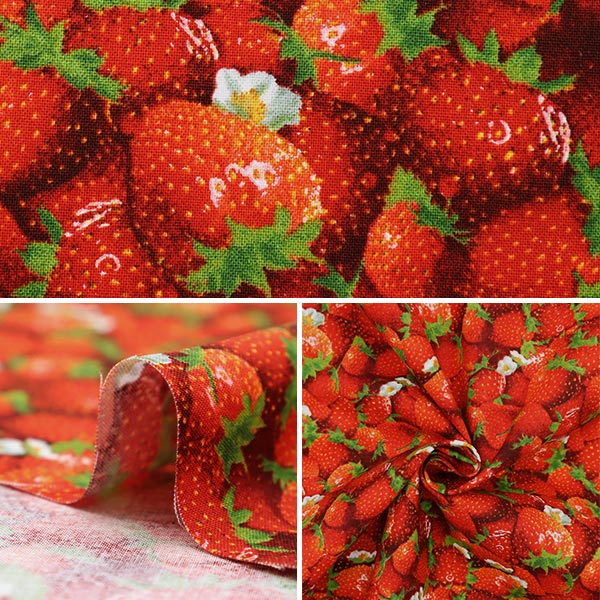【数量5から】 生地 『USAコットン ベリー・グッド ストロベリー柄 155-RED』