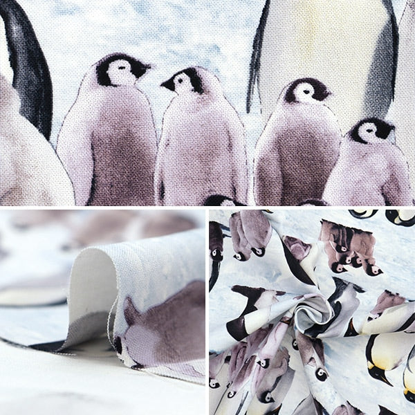 【数量5から】 生地 『USAコットン ペンギンズ 490-SNOW』
