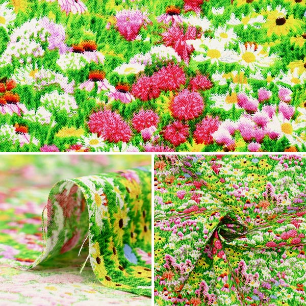 【数量5から】 生地 『USAコットン ビーズ・アンド・フラワーズ フラワー柄 518-MULTI』