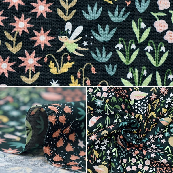 【数量5から】 生地 『USAコットン クリッターズ&フェアリーズ 1563-CHARCOL』