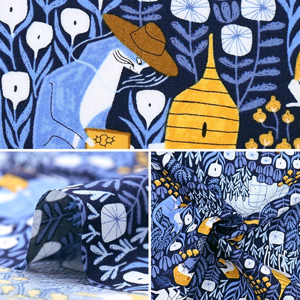 【数量5から】 生地 『USAコットン ビー・キーパーズ SRR1529-NAVY』