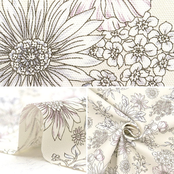 【数量5から】 生地 『オックス エッチングフラワー アイボリー 38098-1A』