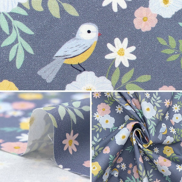 【数量5から】 生地 『USAコットン dearSTELLA バードフロー D2185-ORIENT』