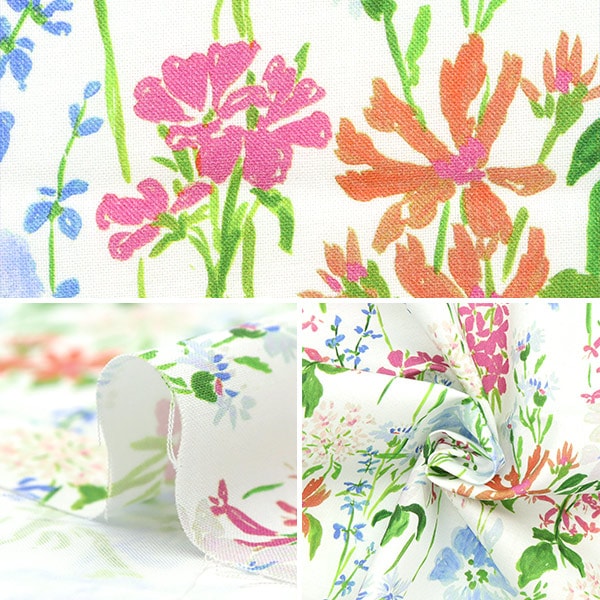 【数量5から】 生地 『USAコットン dearSTELLA WILD FLOWERS DCWR2128-WHIT』