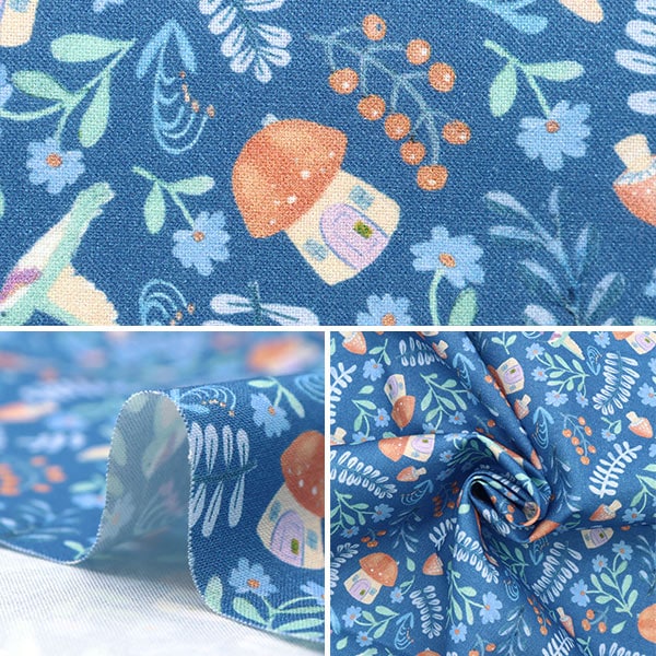 【数量5から】 生地 『USAコットン dearSTELLA MUSHROOM HOME DCJ2086-MULTI』