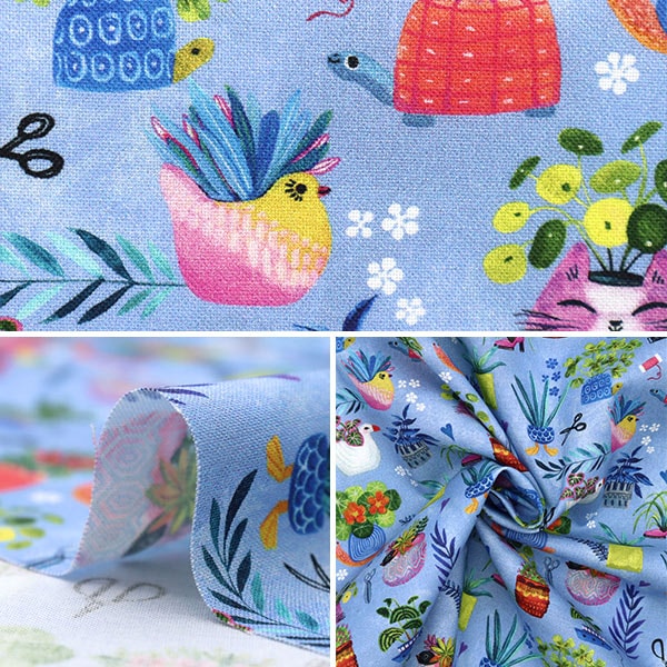 【数量5から】 生地 『USAコットン dearSTELLA ANIMAL PLANTER DMB2028-MULTI』