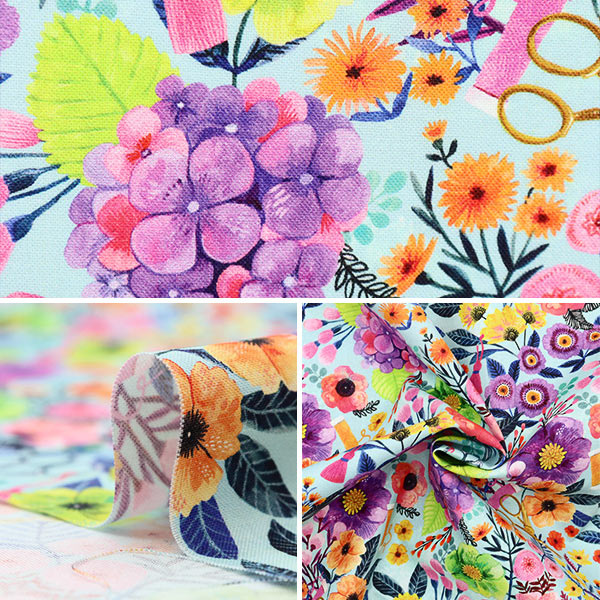 【数量5から】 生地 『USAコットン dearSTELLA SEWING FLORAL DMB2030-MULTI』
