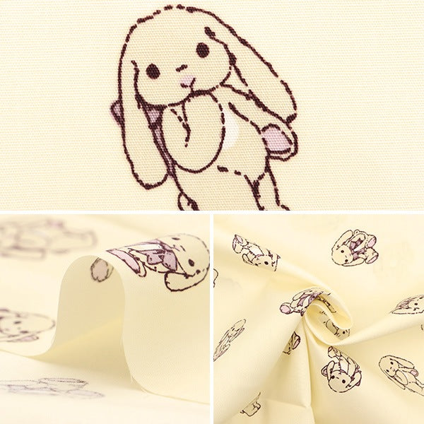 【数量5から】 生地 『ブロード ミルクラテ うさちゃん アイボリー MLFB-02A』