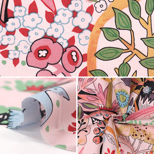 【数量5から】 生地 『USAコットン ALEXANDER HENRY Deer Park ピンク 8930-C』