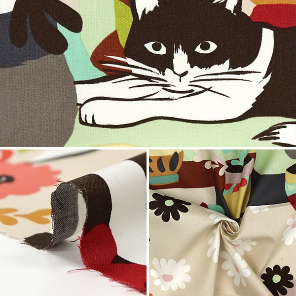 【数量5から】 生地 『USAコットン ALEXANDER HENRY Cat グレーピンク 8938-B』