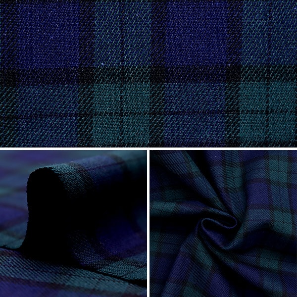 【数量5から】 生地『ベーシックチェック タータンチェック ブラックウォッチ YZW005』