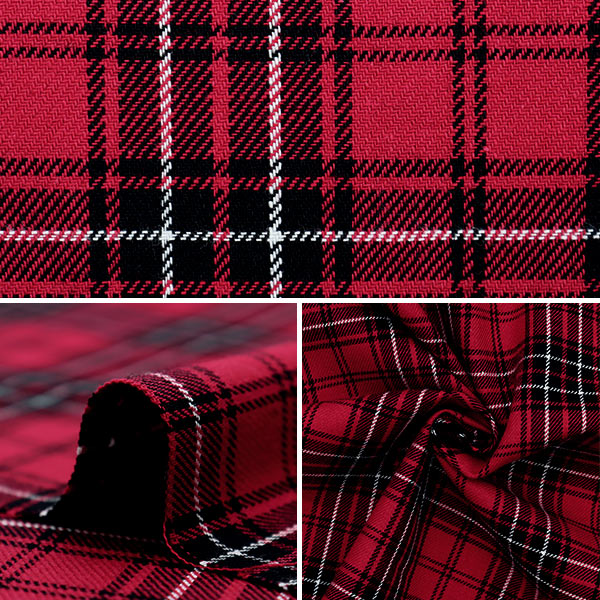 【数量5から】 生地『ベーシックチェック タータンチェック レッド×ブラック YZW007』