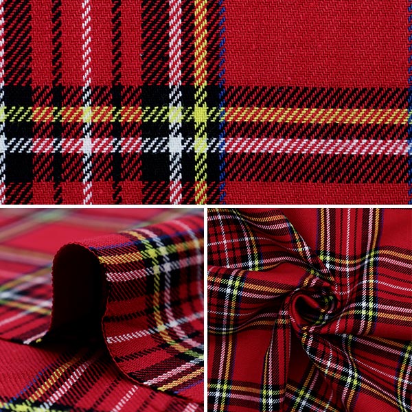 【数量5から】 生地『ベーシックチェック タータンチェック レッド×ホワイト YZW008』