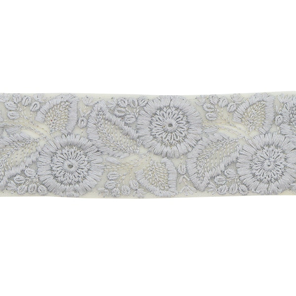 【数量5から】 手芸ブレード 『2022 インド刺繍ブレード ブルーグレー 43883A』