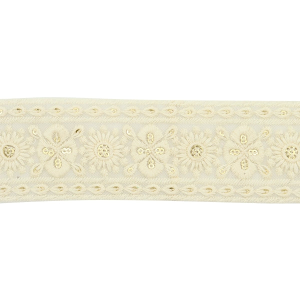 【数量5から】 手芸ブレード 『2022 インド刺繍ブレード ホワイト 43658D』