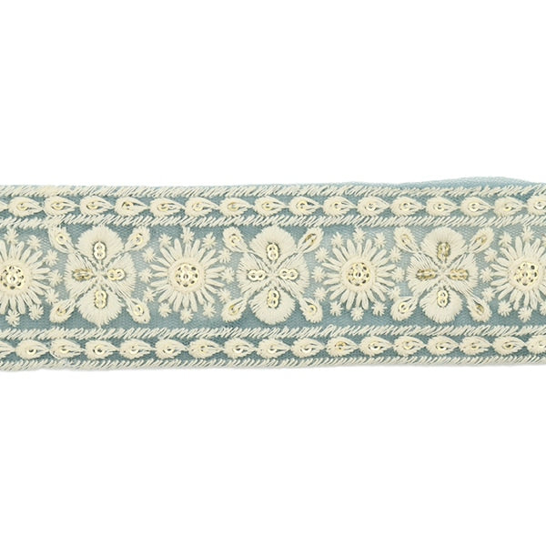 【数量5から】 手芸ブレード 『2022 インド刺繍ブレード ブルーグレー 43658I』