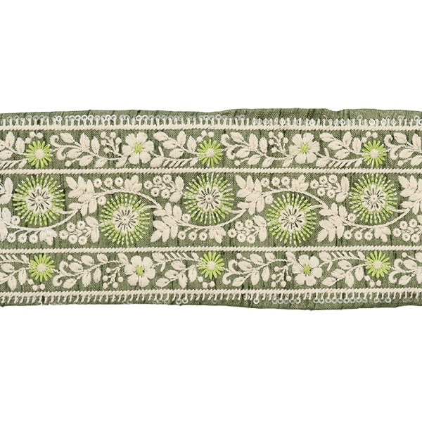 【数量5から】 手芸ブレード 『2022 インド刺繍ブレード グリーン 43733B』