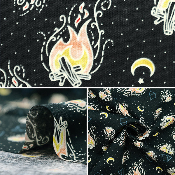 【数量5から】 生地 『USAコットン バイ・ザ・ライト・オブ・ザ・ファイヤー DG10459-NAVY-D』